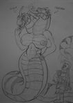  2_heads armor bicephalous big_breasts breasts charybde/scylla female fin helmet hydra long_neck melee_weapon monster multi_head naga pussy reptile scalie sketch skianous snake sword tongue unfinished warrior weapon wide_hips 