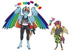  anthro blue_feathers clothed clothing duo earthsong9405 equine feathered_wings feathers friendship_is_magic green_feathers gun hair holding_object holding_weapon hooves mammal multicolored_hair my_little_pony orange_feathers pegasus purpl_hair purple_eyes purple_hair rainbow_dash_(mlp) rainbow_hair ranged_weapon red_feathers scootaloo_(mlp) standing weapon wings yellow_feathers young 