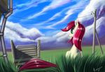  2013 day detailed_background earth_pony equine feral friendship_is_magic grass green_eyes hair horse mammal my_little_pony outside pony rose_(mlp) rublegun sitting smile solo 