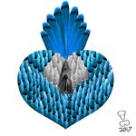  2017 anus avian black_pussy blue_feathers butt butt_heart butt_shot edit feathers female fluffyfurrybutt photo_manipulation presenting presenting_hindquarters pussy realistic signature simple_background striped_feathers tail_feathers white_background white_feathers 