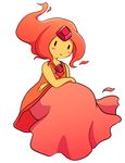  1girl adventure_time blush blush_stickers dress flame_princess looking_at_viewer nollety orange_hair princess simple_background smile solo white_background yellow_skin 