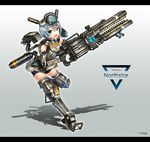  :d artist_name bike_shorts blue_eyes blue_hair breasts commentary_request copyright_name full_body gia grey_legwear gun hair_between_eyes headgear highres letterboxed looking_at_viewer mecha_musume medium_breasts northstar_(titanfall) open_mouth personification railgun short_hair signature smile solo standing standing_on_one_leg thighhighs titanfall titanfall_2 trigger_discipline weapon 