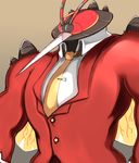  bug business_suit buttons buzzwole clothed_pokemon collared_shirt formal gen_7_pokemon high_collar insect insect_wings legendary_pokemon mosquito muscle necktie no_humans pokemon pokemon_(creature) shirt solo suit suit_jacket ultra_beast wing_collar wings yoroi_kabuto 