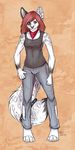  anthro bandanna canine clothed clothing felicia_cat female fennec fox fur hair mammal simple_background solo standing 