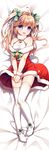  :d ahoge bangs bare_shoulders bell blush bow breasts christmas dakimakura dress dress_tug eyes_visible_through_hair full_body fur-trimmed_dress fur_collar fur_trim garter_straps hair_between_eyes hair_bow hair_ribbon halterneck heart long_hair looking_at_viewer lying md5_mismatch no_shoes off-shoulder_dress off_shoulder on_back open_mouth purple_eyes red_dress ribbon shirt small_breasts smile solo thighhighs two_side_up v_arms vauquelin_(zhan_jian_shao_nyu) white_legwear white_shirt wristband xia_xiang_(ozicha) zhan_jian_shao_nyu 