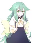  1girl gatchaman gatchaman_crowds green_eyes green_hair long_hair school_uniform skirt utsutsu 