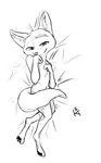  2017 anthro arctic_fox black_and_white canine convenient_censorship dakimakura_design disney female flat_chested fox ittybittykittytittys looking_at_viewer lying mammal monochrome on_back simple_background skye_(zootopia) smile solo tail_censorship white_background zootopia 