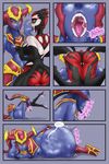  armor belly bellybill big_belly blue_skin breasts butt comic dragon drooling female human humanoid league_of_legends mammal nipples open_mouth post_vore red_eyes saliva scalie shyvana tongue video_games vore 