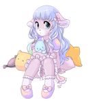  anthro canine clothed clothing female looking_at_viewer mammal pillow plushie puivei sitting solo young 