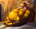  beard belly big_belly darunia facial_hair goron hand_on_stomach male nintendo post_vore stomach_noises tanio the_legend_of_zelda video_games vore yellow_skin 