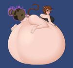  animal_humanoid anus belly big_belly big_breasts blush breasts brown_hair cat_humanoid feline female final_fantasy final_fantasy_xiv hair humanoid hyper hyper_belly inflation mammal miqo&#039;te pussy solo square_enix video_games vioectrolysis 