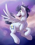  blue_hair cutie_mark dripponi equine feathered_wings feathers flying friendship_is_magic hair mammal my_little_pony open_mouth pegasus soarin_(mlp) solo tongue wings wonderbolts_(mlp) 