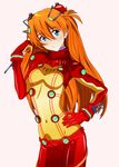  1girl blue_eyes bodysuit evangelion:_2.0_you_can_(not)_advance female hair_ornament long_hair neon_genesis_evangelion orange_hair plugsuit rebuild_of_evangelion skin_tight solo soryu_asuka_langley spiceg test_plugsuit 