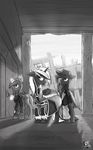  clothed clothing detailed_background equine eyelashes fallout_equestria fan_character feral greyscale hair hat hooves horn magic mammal monochrome my_little_pony rublegun standing unicorn 