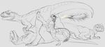  2017 absurd_res all_fours allosaur allosaurus anthro anthro_on_feral anus bestiality black_and_white blush claws cum cum_in_pussy cum_inside cum_on_penis cumshot cunnilingus digital_drawing_(artwork) digital_media_(artwork) dinosaur dragon duo ejaculation erection eyes_closed female feral fur group half-closed_eyes hand_grab hi_res internal interspecies knot knotting larger_female leg_grab looking_back looking_pleasured lying male male/female male_on_feral male_penetrating mane monochrome nude on_back on_top open_mouth oral orgasm penetration penis presenting presenting_pussy pussy pussy_juice reptile saliva scales scalie sex side_view simple_background size_difference sketch smaller_male spikes standing theropod tongue tongue_out vaginal vaginal_penetration white_background yaroul 