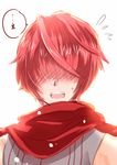  1boy armor blush fate/grand_order fate_(series) fuuma_kotarou_(fate/grand_order) hair_over_eyes open_mouth red_hair scarf short_hair 