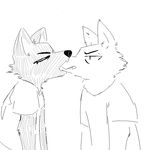  al_(weaver) anthro betty_(weaver) canine clothed clothing disney duo female fur half-closed_eyes male mammal monochrome nom pack_street replytoanons simple_background teeth white_background wolf zootopia 