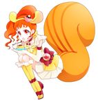  blush cure_custard dress kirakira_precure_a_la_mode long_hair magical_girl orange_eyes orange_hair ponytail precure tail 