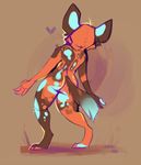  2017 4_fingers african_wild_dog anthro barefoot big_ears biped brown_background brown_fur brown_tail canine digital_media_(artwork) digitigrade full-length_portrait fur male mammal multicolored_fur multicolored_tail nude orange_fur orange_tail portrait rear_view simple_background solo standing toes white_fur white_tail zardis 