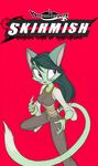  anthro bandage breasts cat clothed clothing david_lillie dreamkeepers feline female fur green_fur green_hair hair lilith_calah long_hair long_tail mammal markings pose purple_eyes ring solo title white_fur 