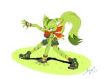 2017 alpha_channel anthro boots breasts carol_tea clothed clothing feline female fingerless_gloves footwear freedom_planet freedom_planet_2 fur gloves green_fur juankosocrappyart mammal scarf simple_background solo transparent_background video_games wildcat 