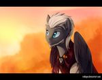  beard black_bars blue_eyes clothed clothing day equine facial_hair fan_character feathers grey_feathers hair mammal my_little_pony outside pegasus rublegun white_hair wings 