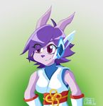  2017 anthro aquatic_dragon breasts clothed clothing dragon female freedom_planet freedom_planet_2 fur horn hybrid mammal mok-axe purple_fur purple_nose sash_lilac smile solo video_games 