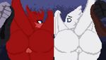  animated anthro belt big_butt blue_eyes butt digital_media_(artwork) disembodied_hand dragon duo duo_focus female group pelao0o pixel_(artwork) pussy red_body spank_marks spanking white_body wings 