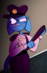  angry anthro badge blue_eyes blue_fur breasts cartoon_network cat clothed clothing feline female fur guard hat mammal nicole_watterson nightstick police_hat police_uniform short_tail shoulder_pads solo the_amazing_world_of_gumball uniform whiskers xray32p 