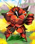  buzzwole flower foreshortening insect muscle no_humans pokemon pokemon_(creature) pokemon_(game) pokemon_sm solo ultra_beast 
