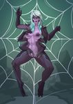  anthro arachnid arthropod breasts female looking_at_viewer lunate monster pussy slime solo spider web 