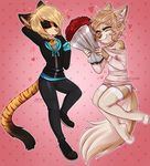  &lt;3 anthro canine clothed clothing duo eyes_closed feline female flower fur hair honesty_(artist) male male/female mammal plant smile 