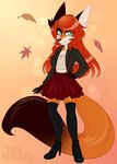  anthro canine clothed clothing female fox fur hair honesty_(artist) looking_at_viewer mammal smile solo standing 