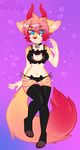  anthro canine cat_keyhole_bra clothing female honesty_(artist) horn hybrid looking_at_viewer mammal panties smile solo underwear 