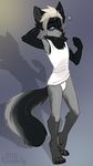  anthro canine clothed clothing fur hair honesty_(artist) male mammal simple_background solo standing 