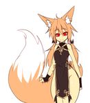  2016 animal_humanoid big_tail blonde_hair breasts canine clothing female flat_colors fox fox_humanoid hair hand_on_tail huge_tail humanoid inner_ear_fluff japanese_clothing loincloth looking_at_viewer mammal no_underwear pigtails red_eyes simple_background sleeveless slit_pupils smile solo standing sub-res suzu_(sub-res) thick_thighs white_background wide_hips 