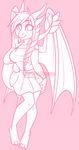  anthro clothed clothing dragon female hair honesty_(artist) horn looking_at_viewer red_theme smile solo wings 
