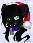  ambiguous_gender anthro candy candy_cane christmas collar feline food fur hair hat holidays honesty_(artist) mammal santa_hat smile solo 