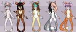  ambiguous_gender anthro canine cervine deer feline female fur group hair honesty_(artist) looking_at_viewer male mammal nude smile standing 