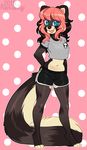  anthro clothed clothing female honesty_(artist) looking_at_viewer mammal navel red_panda smile solo 