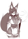  2016 animal_humanoid big_breasts big_tail bracelet breasts canine clothing ear_piercing eyes_closed eyewear female fox fox_humanoid glasses hair hairclip huge_breasts huge_tail humanoid inner_ear_fluff japanese_clothing jewelry kiri_(sub-res) legwear long_hair mammal monochrome obi obijime piercing simple_background sketch smile solo standing sub-res thick_thighs thigh_highs tight_clothing white_background wide_hips 