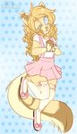  anthro canine clothed clothing female fur hair honesty_(artist) mammal open_mouth smile solo standing 