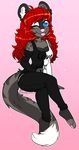  anthro clothed clothing feline female fur hair honesty_(artist) looking_at_viewer mammal smile solo tongue tongue_out 