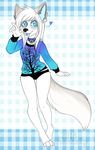  &lt;3 anthro blush canine clothed clothing female honesty_(artist) looking_at_viewer mammal open_mouth smile solo standing 