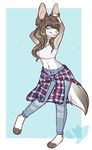  anthro canine clothed clothing crossdressing fur girly hair honesty_(artist) male mammal smile solo standing 