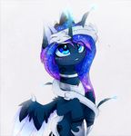  blue_eyes blue_fur cosmic_hair dragon duo equine feathered_wings feathers friendship_is_magic fur horn magnaluna male mammal my_little_pony open_mouth princess_luna_(mlp) simple_background smile teeth white_background white_fur winged_unicorn wings 