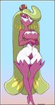  2017 big_breasts breasts cleavage clothed clothing eyelashes female flora_fauna nintendo plant pok&eacute;mon pok&eacute;morph purple_eyes robotjoe solo standing tsareena video_games wide_hips 