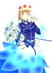  1girl blonde_hair blue_eyes blush braid breasts dress flower shirley_fennes short_hair smile tales_of_(series) tales_of_legendia veil 