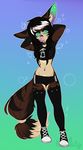  anthro canine clothed clothing female honesty_(artist) looking_at_viewer mammal solo standing tongue tongue_out 