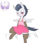  blush clothed clothing cold-blooded-twilight crossdressing equine eyeshadow feral friendship_is_magic fur girly grey_fur legwear lingerie lipstick looking_at_viewer makeup male mammal my_little_pony pegasus purple_eyes rumble_(mlp) sitting solo stockings wings 